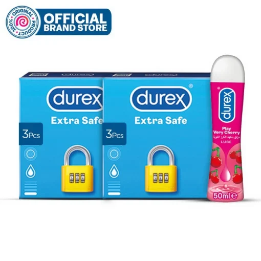 Durex Condoms Fether lite 3 Pcs (Pack of 2) + Durex Very Cherry Lube 50ml pakistan