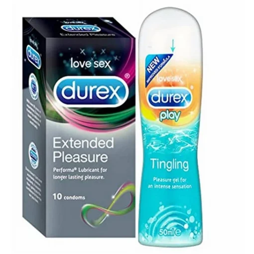 Durex Extra Time Condoms Extended Pleasure 12 Condoms & Durex Tingle Gel Pakistan