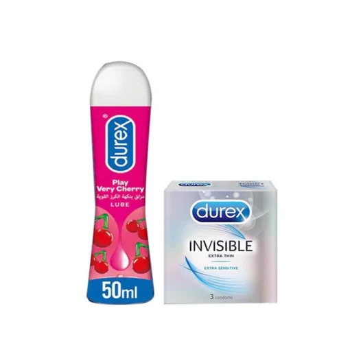 Durex Pack of 2 - Durex Invisible 3s, cherry lube gel 50ml pakistan