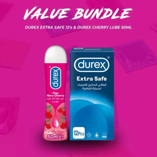 Durex Pack of 2 - Durex Play Cherry Lube 50ml + Durex Extra Safe 12s Condoms pakistan